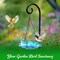 G128 Hanging Glass Bird Bath Outdoor Bird Feeder 10-inch for Garden Decoration Blue Flower Design